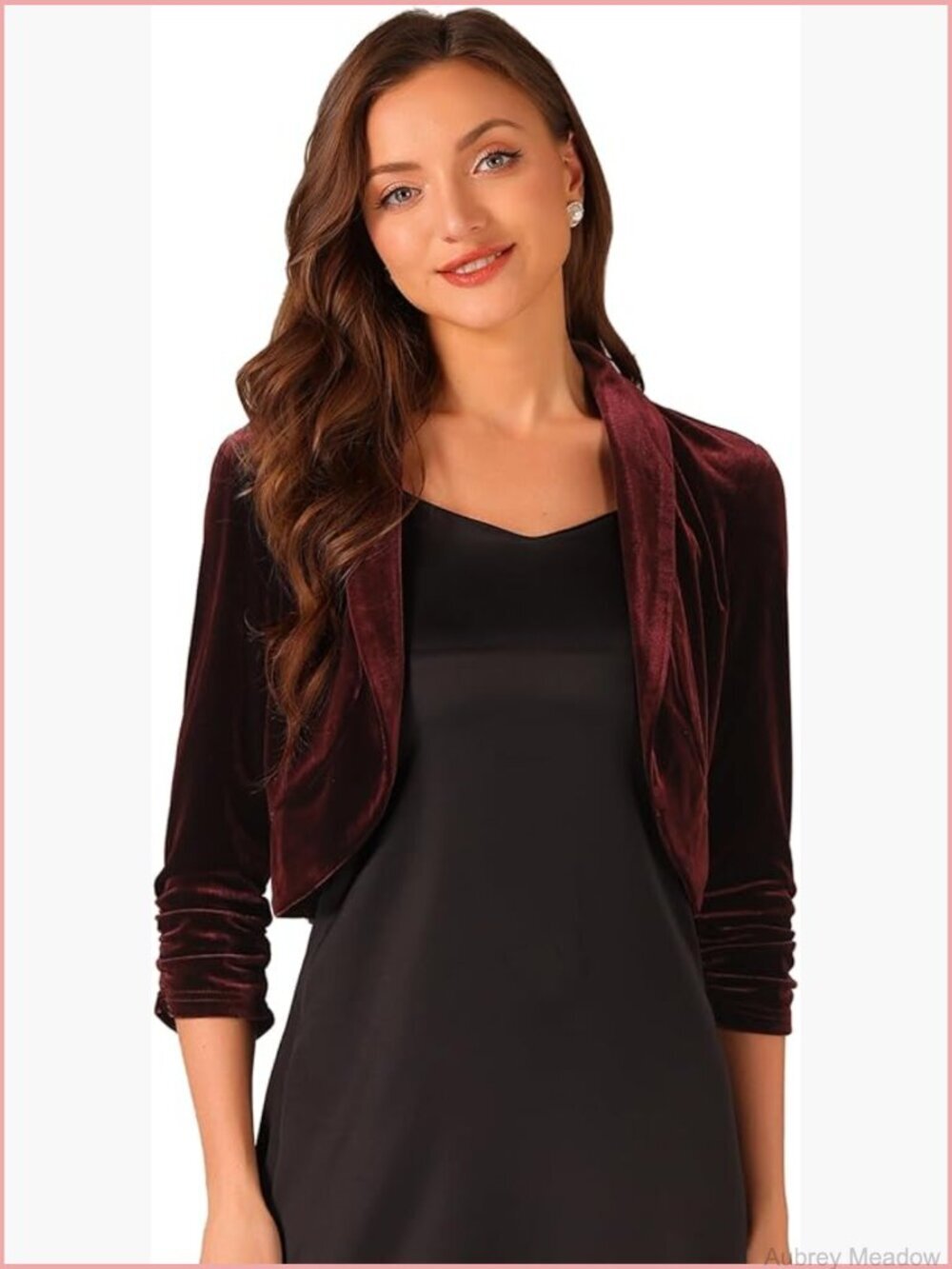 3/4 Sleeve Velvet Open Front Shrug Bolero Cardigan Top